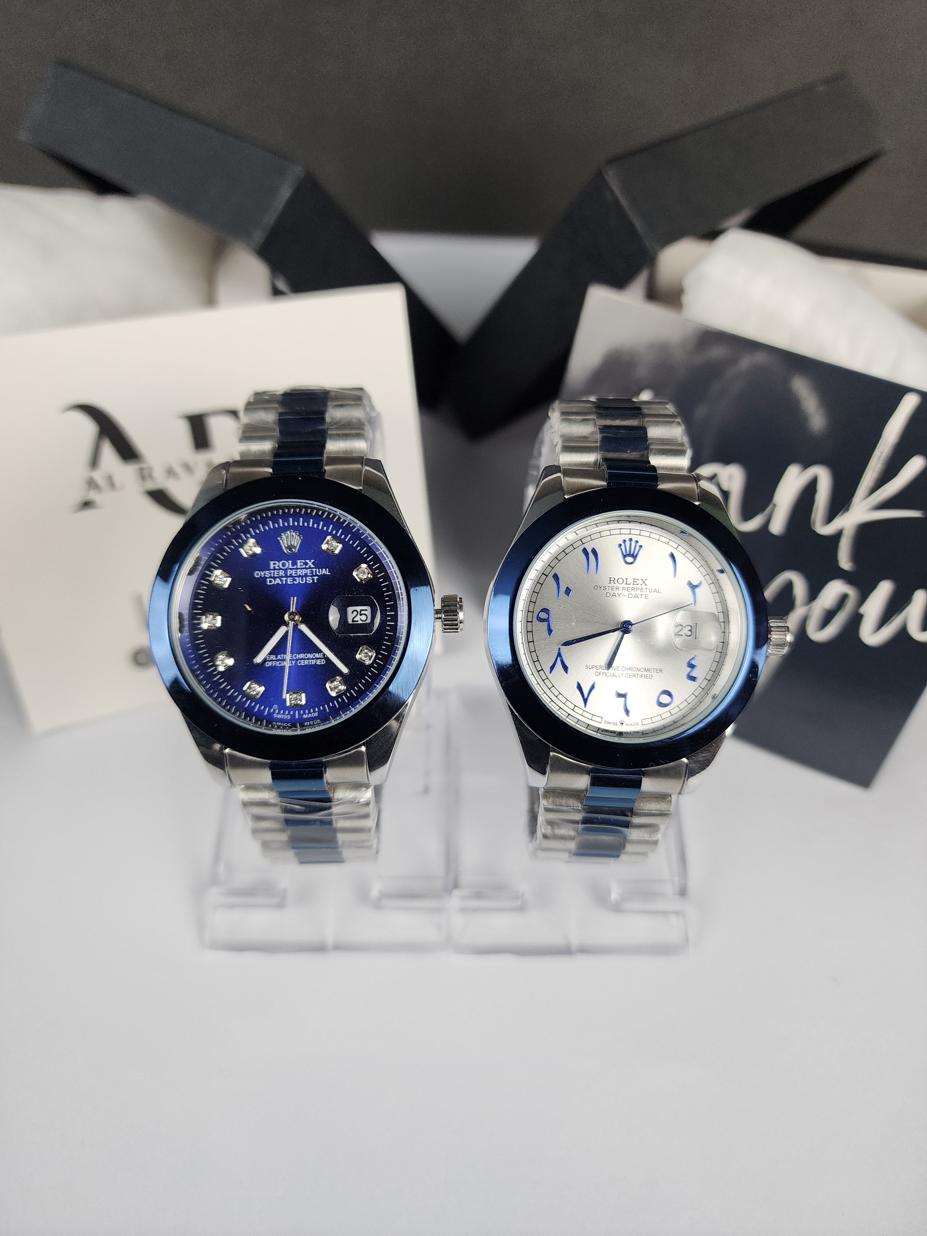 Rolex Luxury Watch Two Tone - Arabic - Silver Dial