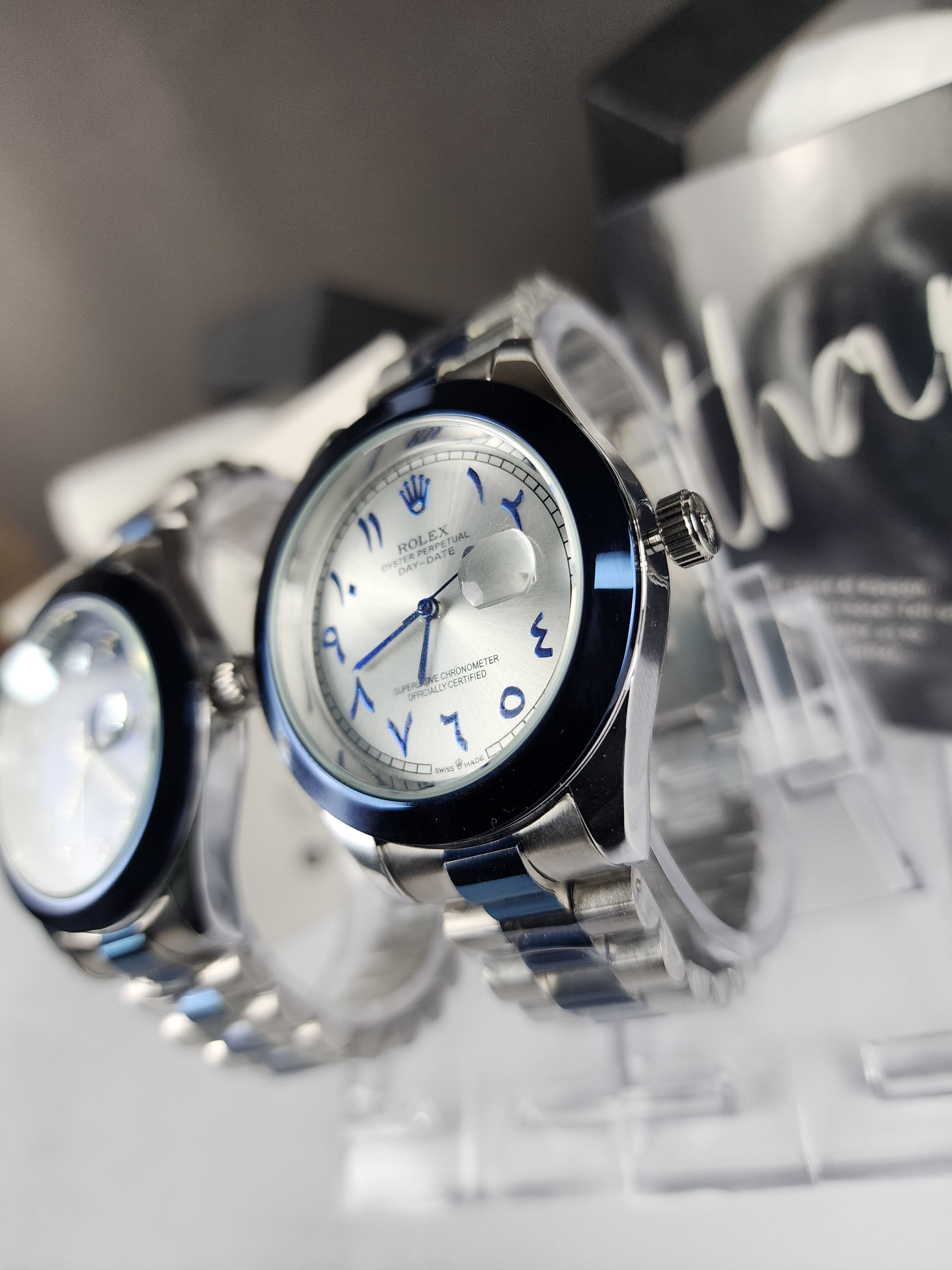 Rolex Luxury Watch Two Tone - Arabic - Silver Dial