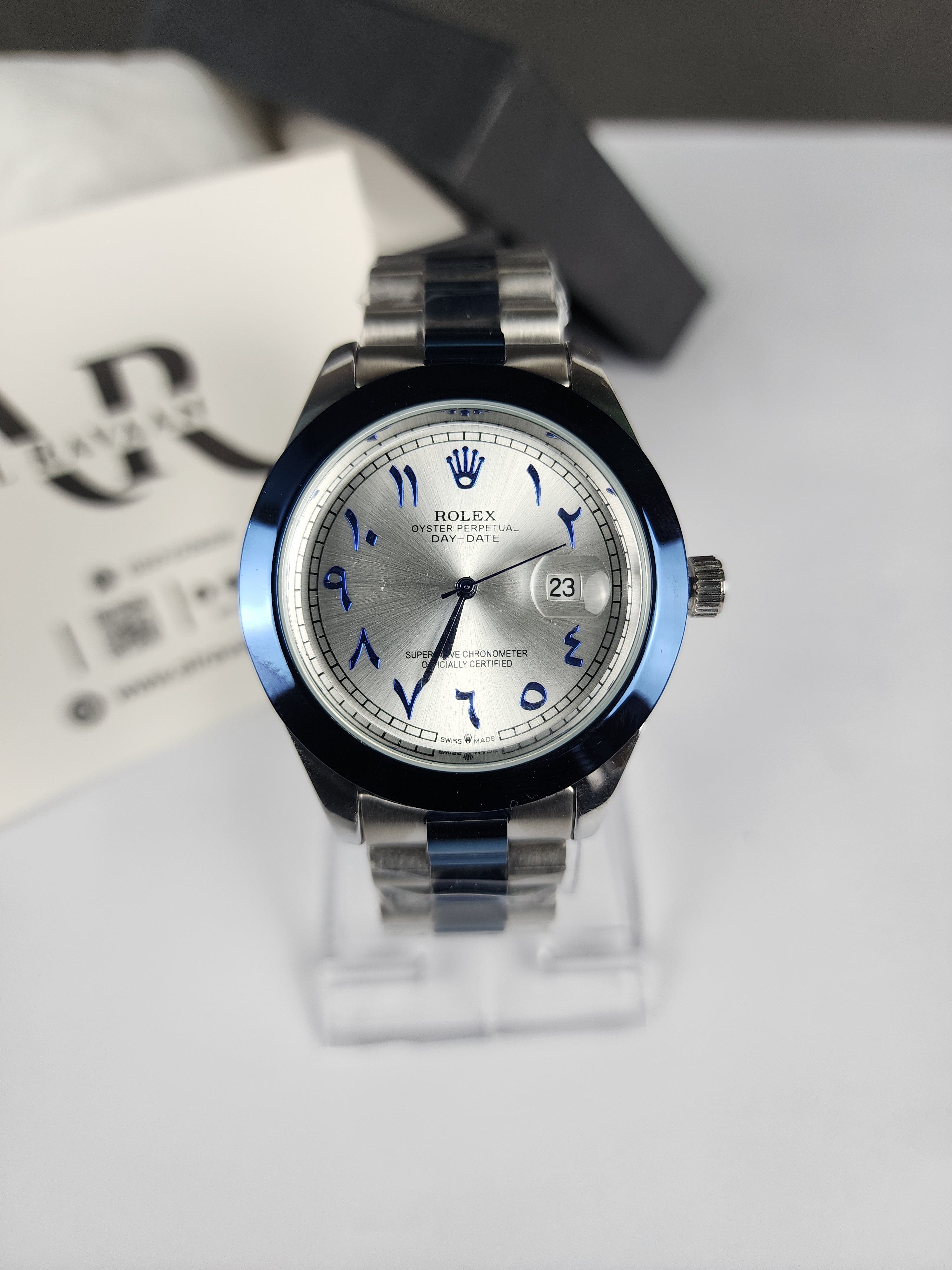 Rolex Luxury Watch Two Tone - Arabic - Silver Dial