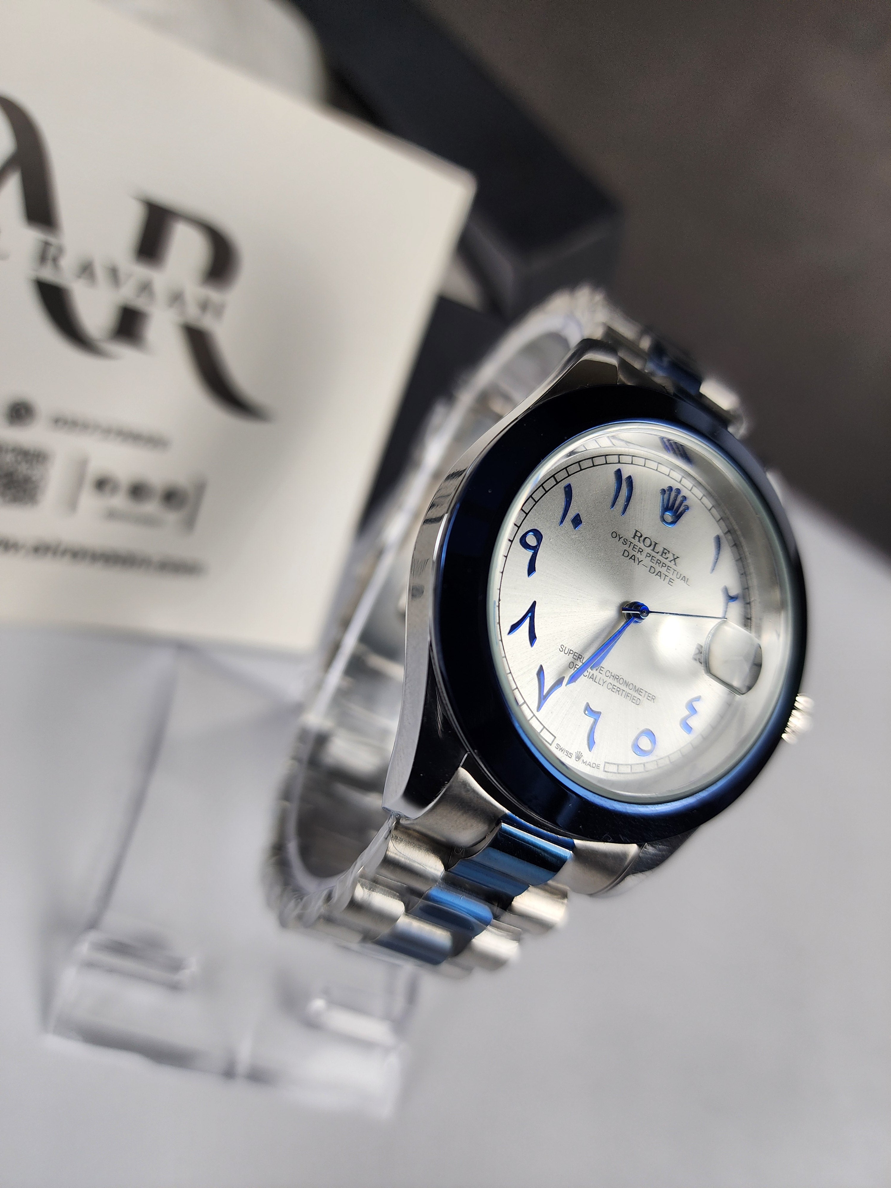 Rolex Luxury Watch Two Tone - Arabic - Silver Dial