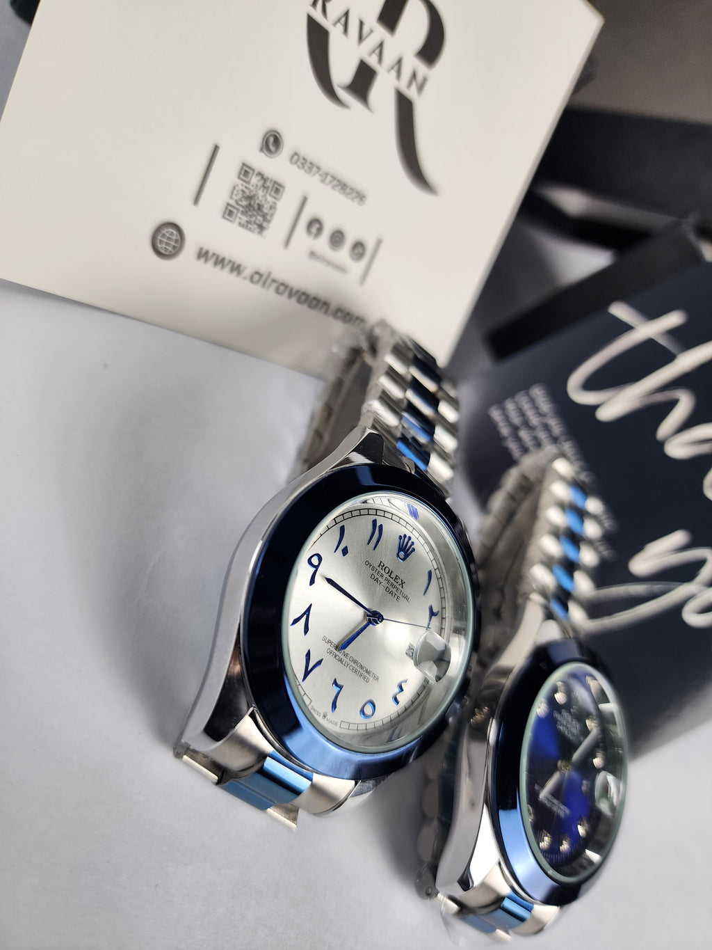 Rolex Luxury Watch Two Tone - Arabic - Silver Dial