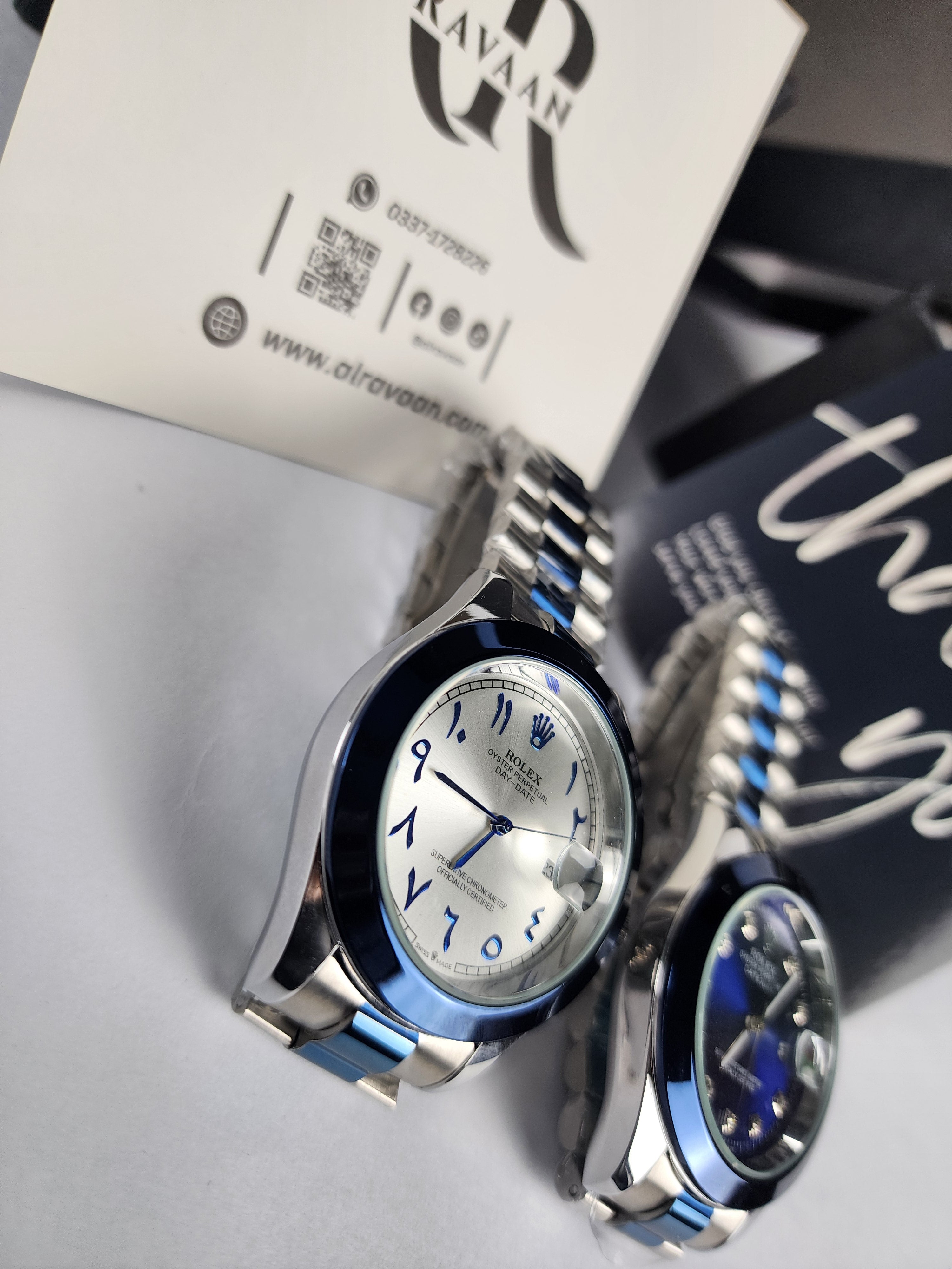 Rolex Luxury Watch Two Tone - Arabic - Silver Dial