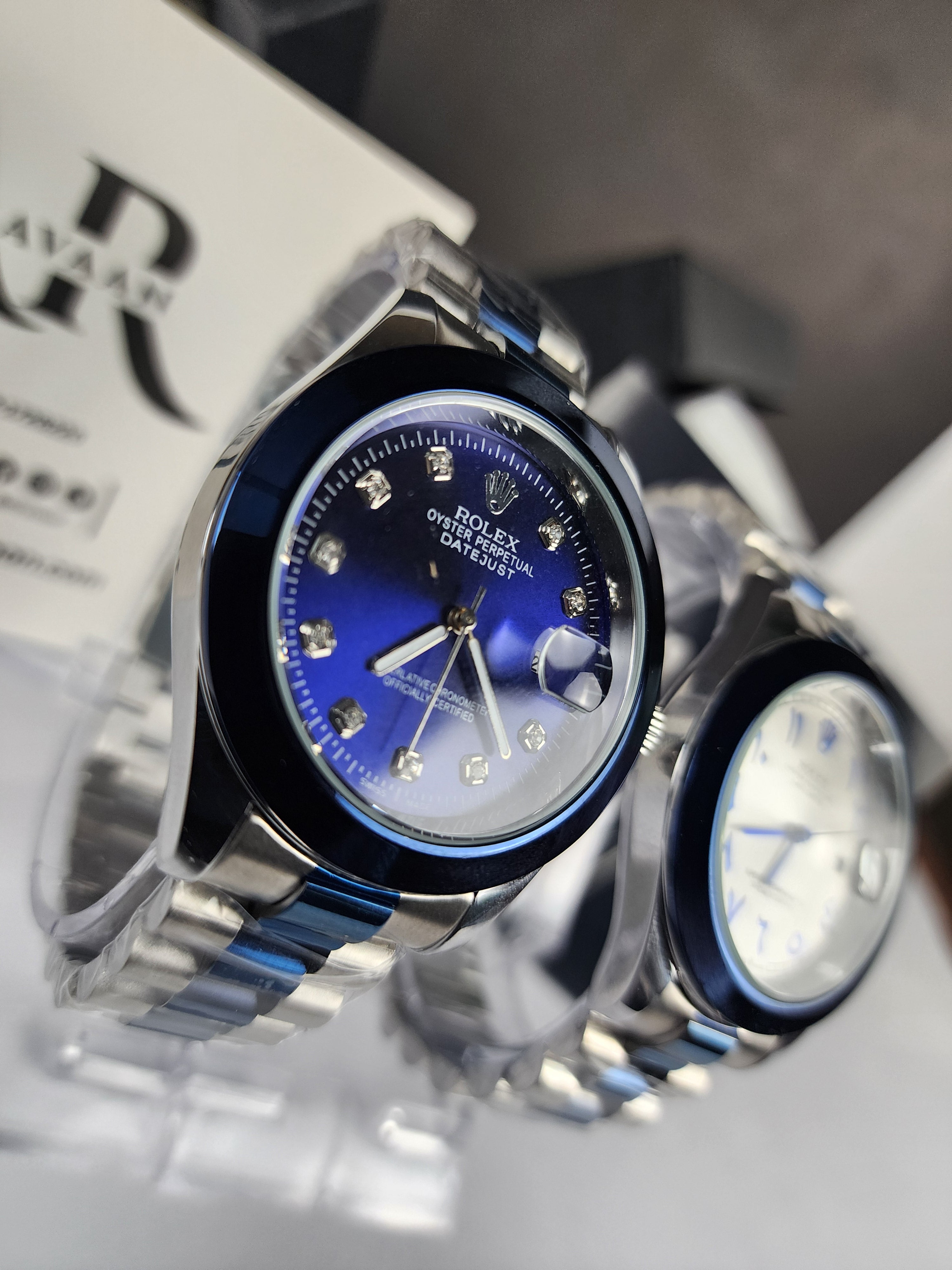 Rolex Luxury Watch Two Tone - Stone - Blue Dial