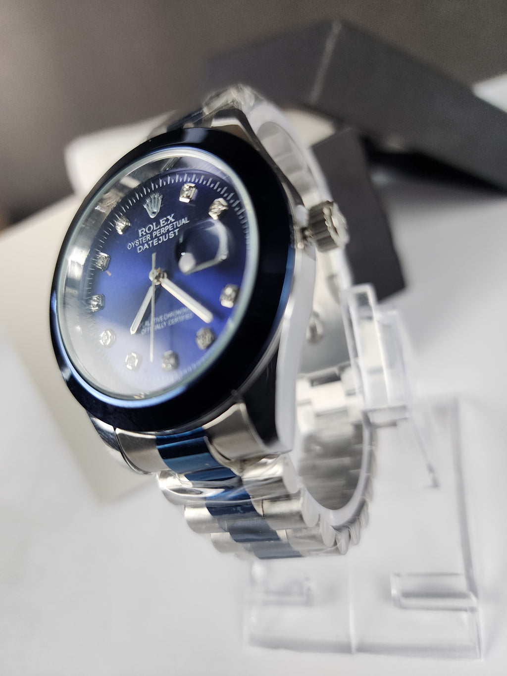 Rolex Luxury Watch Two Tone - Stone - Blue Dial