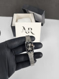 Swingstar Premium Ladies Rectangular Watch - Silver - Black Stone Dial