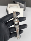 Swingstar Premium Ladies Rectangular Watch - Two Tone - Rose Copper - Silver Stone Dial