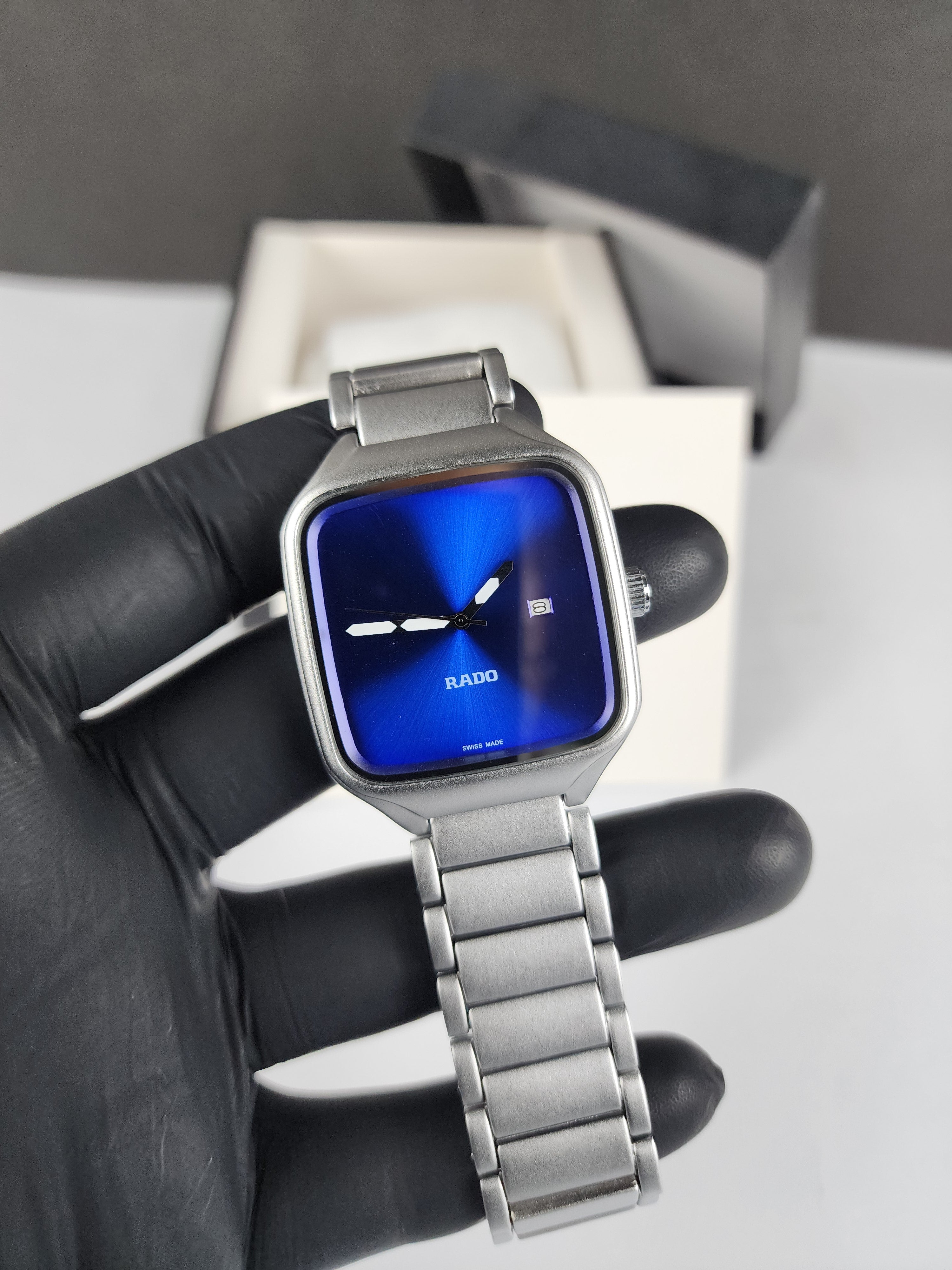 Rado Minimalist True Square Watch - Silver - Blue Dial