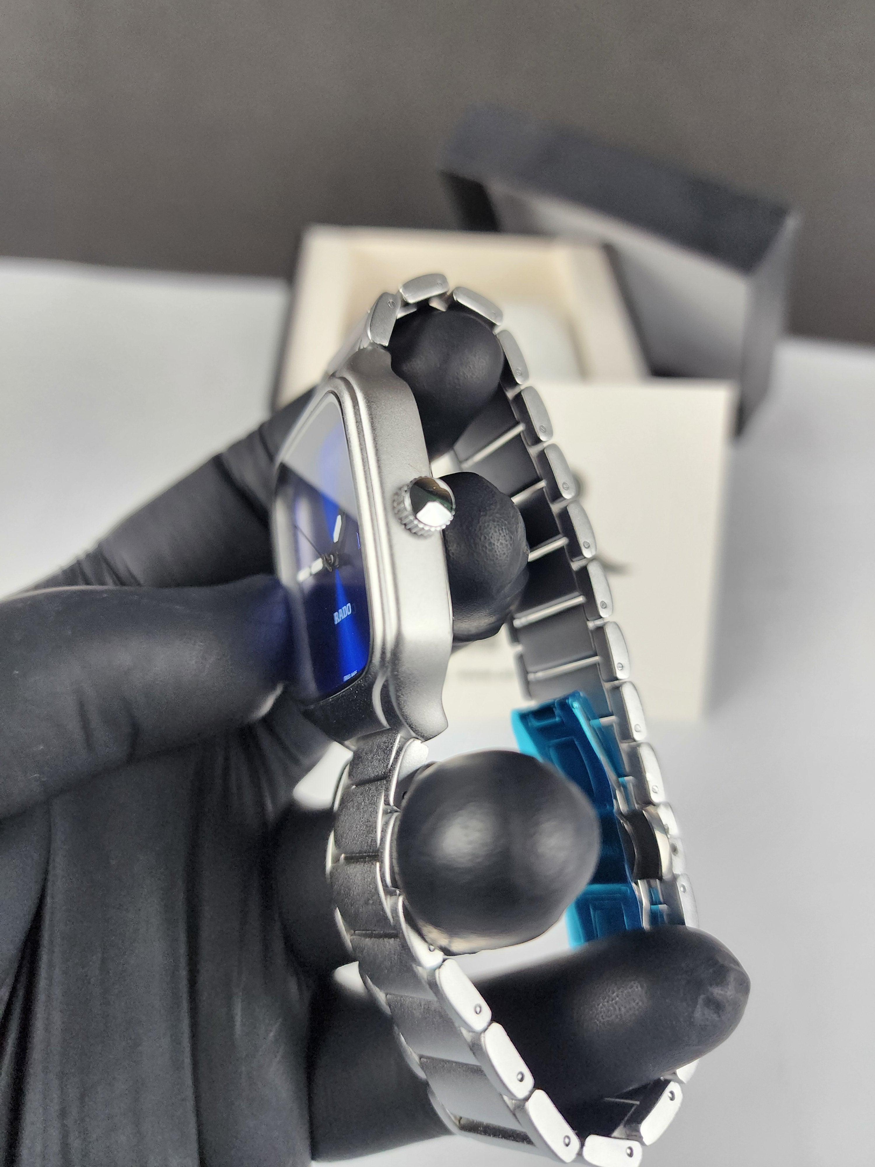 Rado Minimalist True Square Watch - Silver - Blue Dial