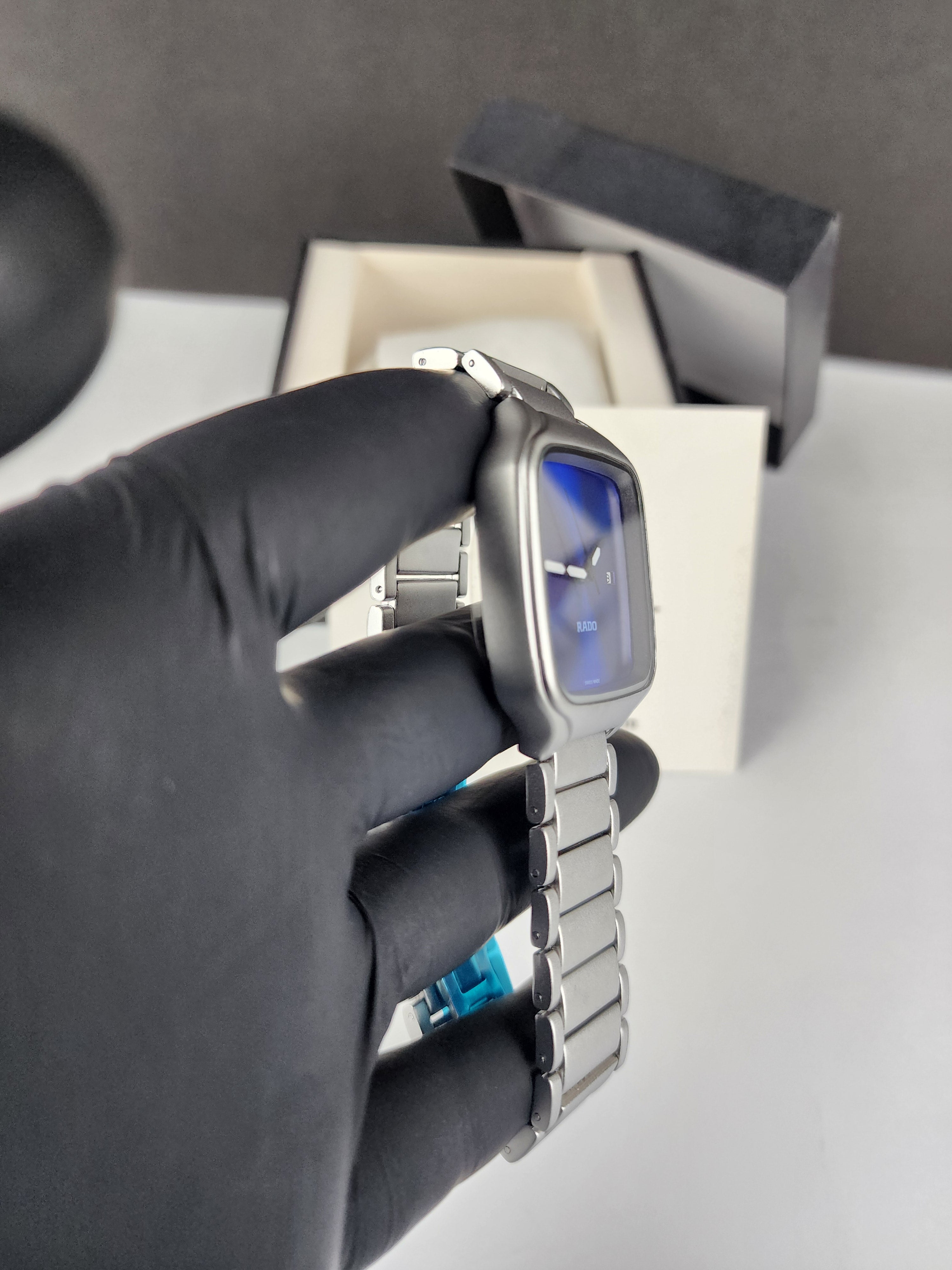 Rado Minimalist True Square Watch - Silver - Blue Dial
