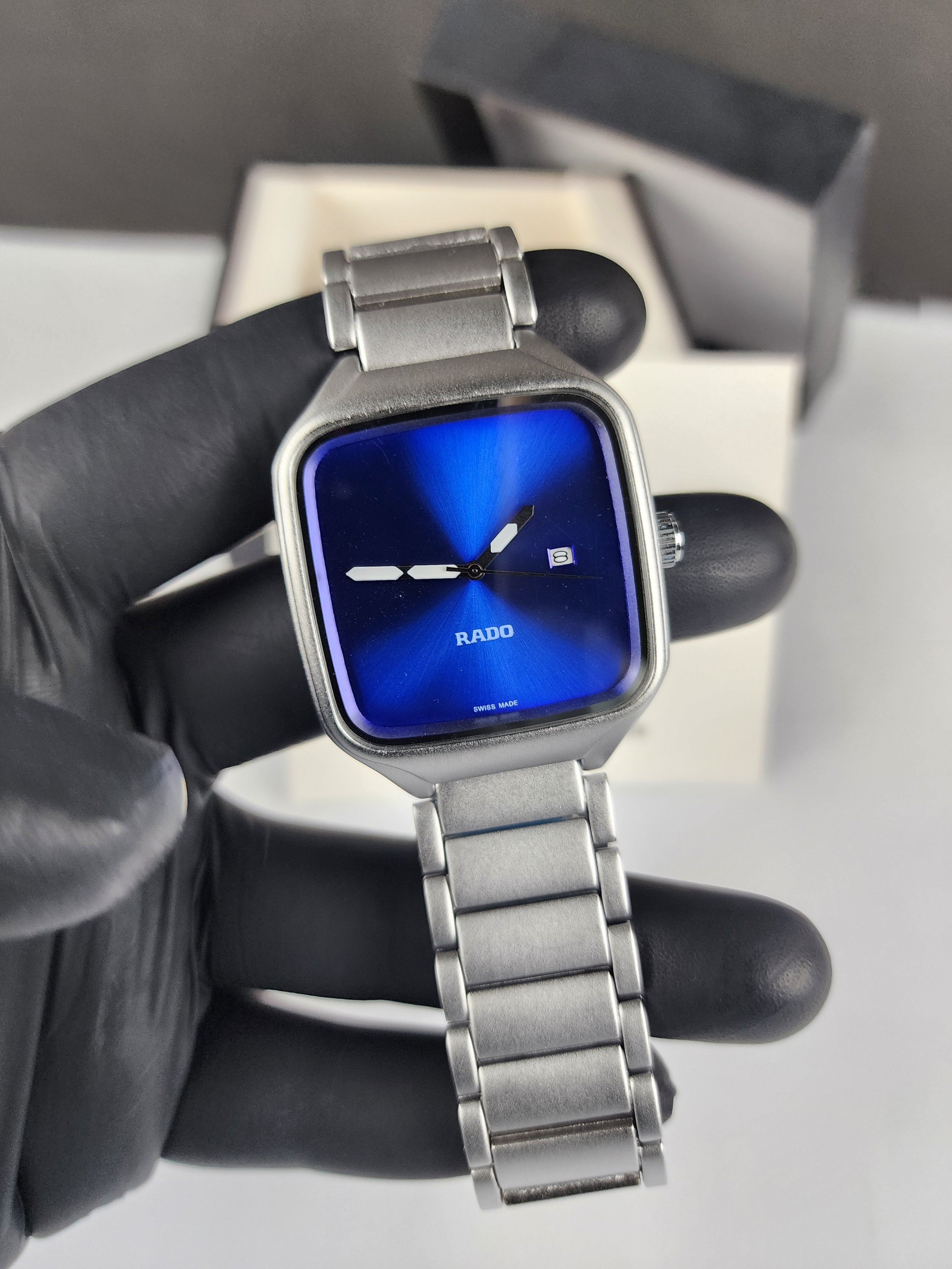 Rado Minimalist True Square Watch - Silver - Blue Dial