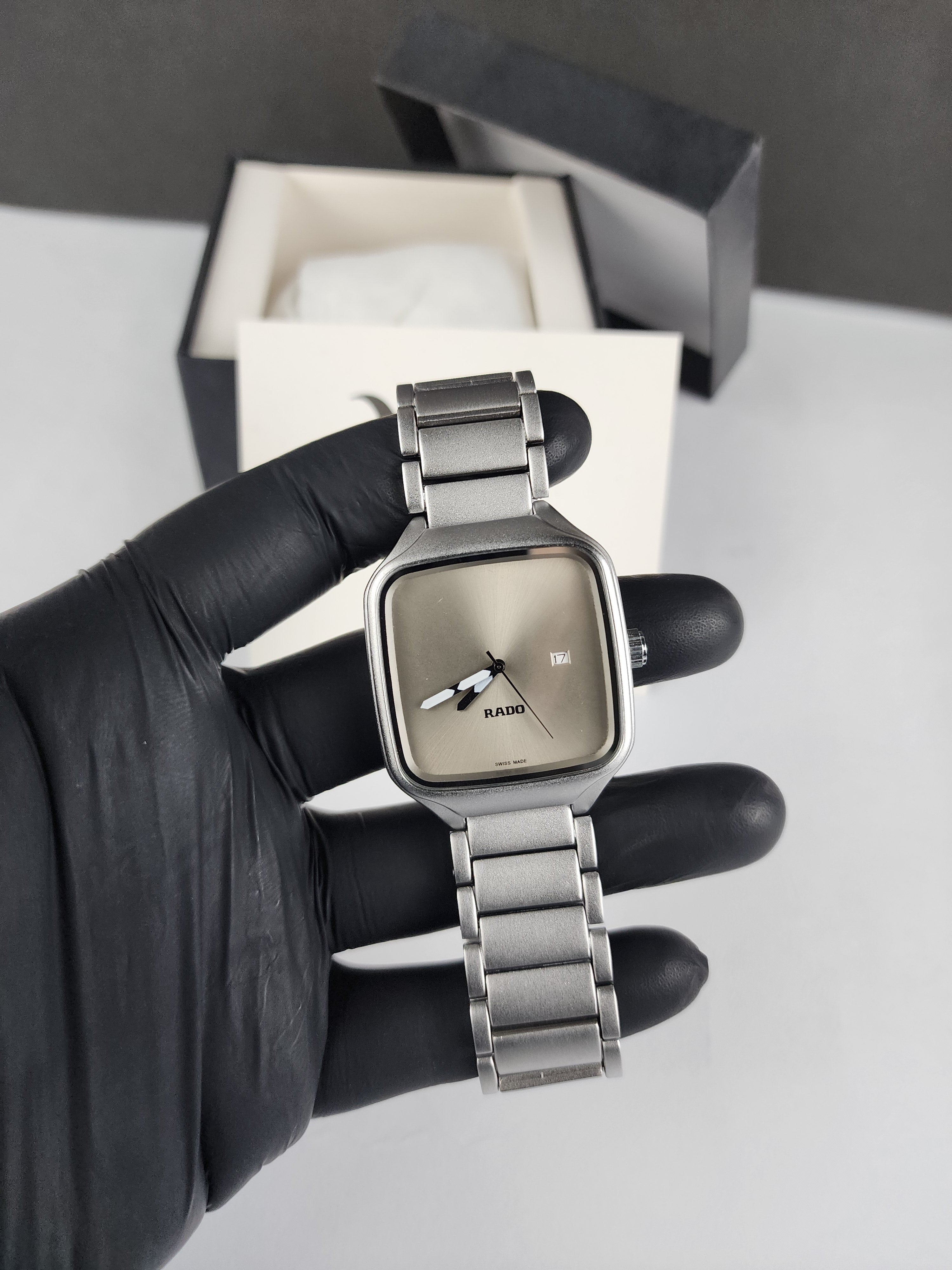 Rado Minimalist True Square Watch - Silver - Grey Dial
