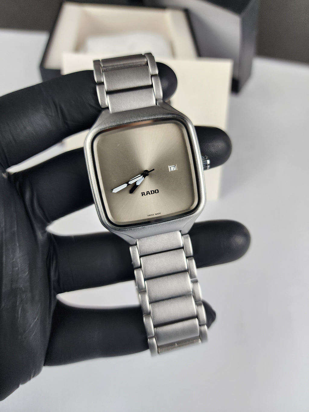 Rado Minimalist True Square Watch - Silver - Grey Dial