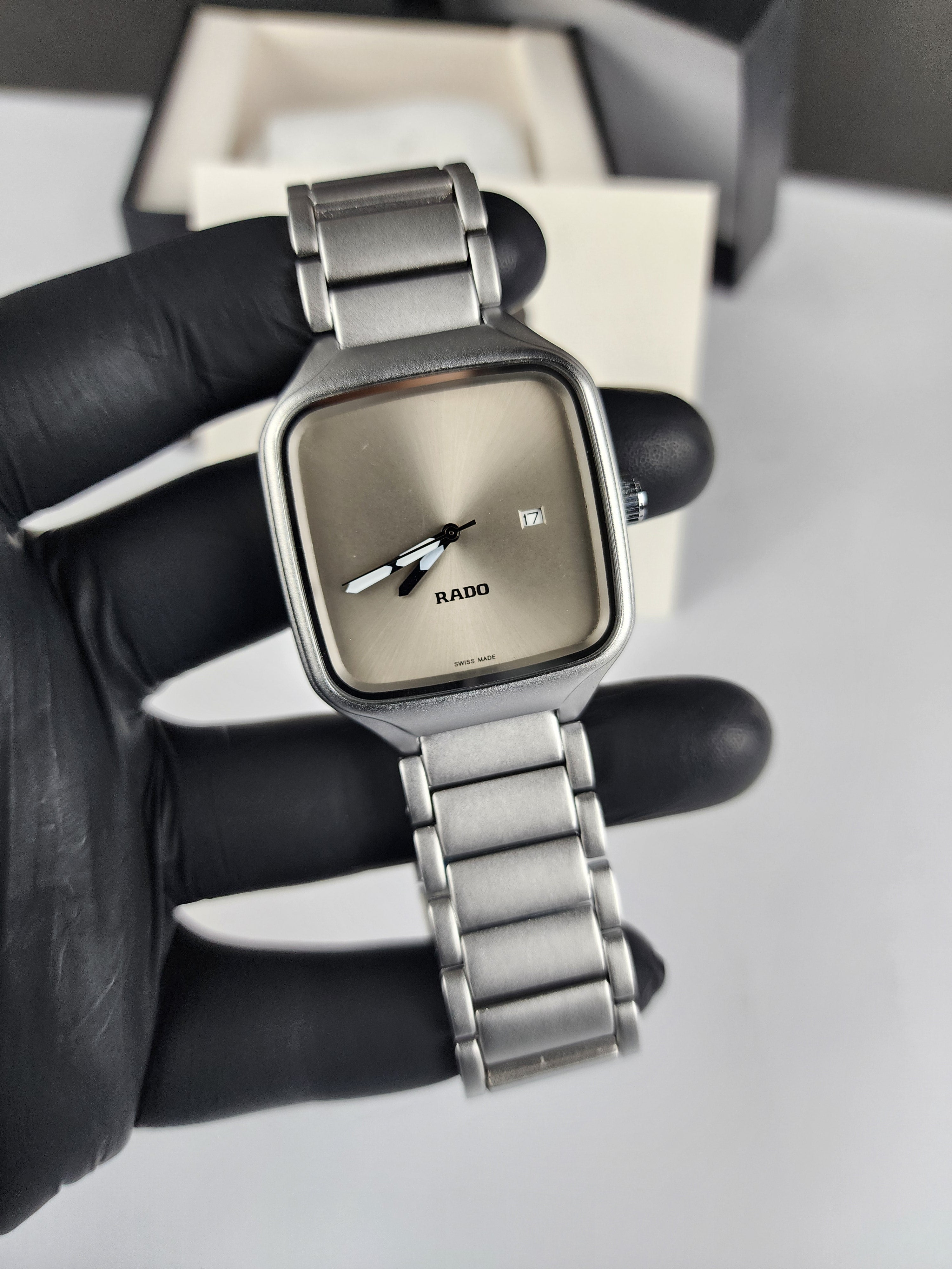 Rado Minimalist True Square Watch - Silver - Grey Dial