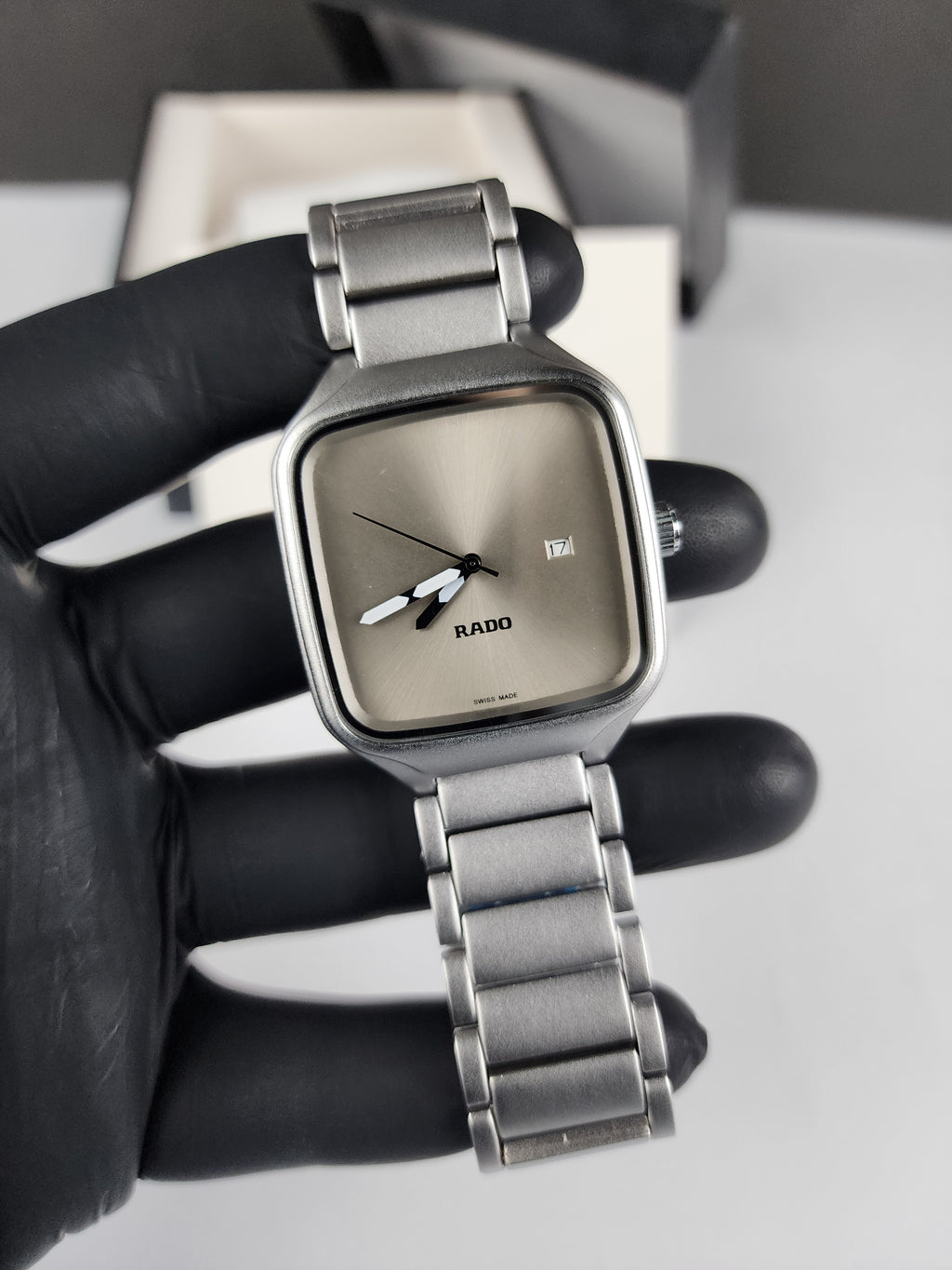 Rado Minimalist True Square Watch - Silver - Grey Dial