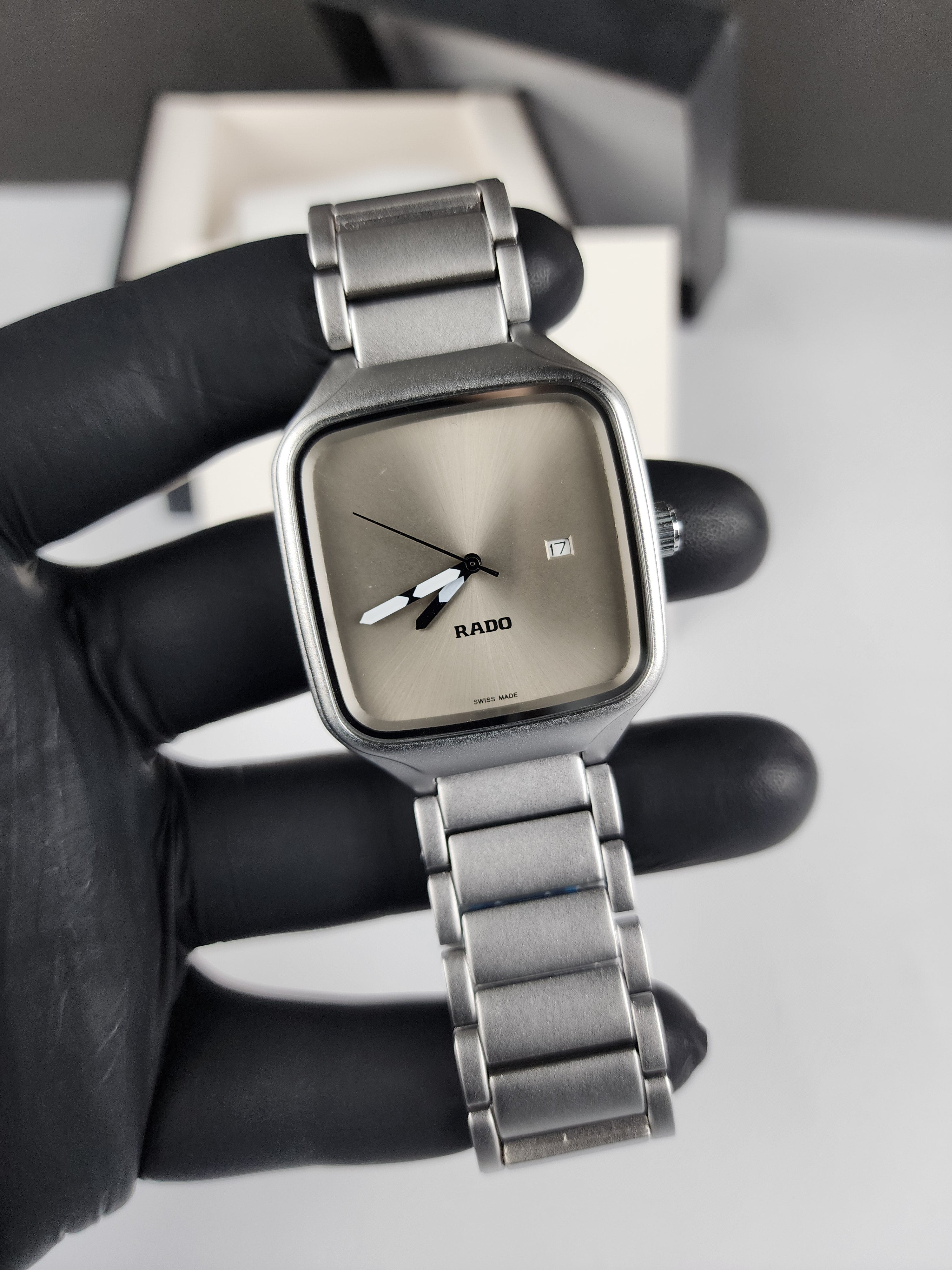 Rado Minimalist True Square Watch - Silver - Grey Dial