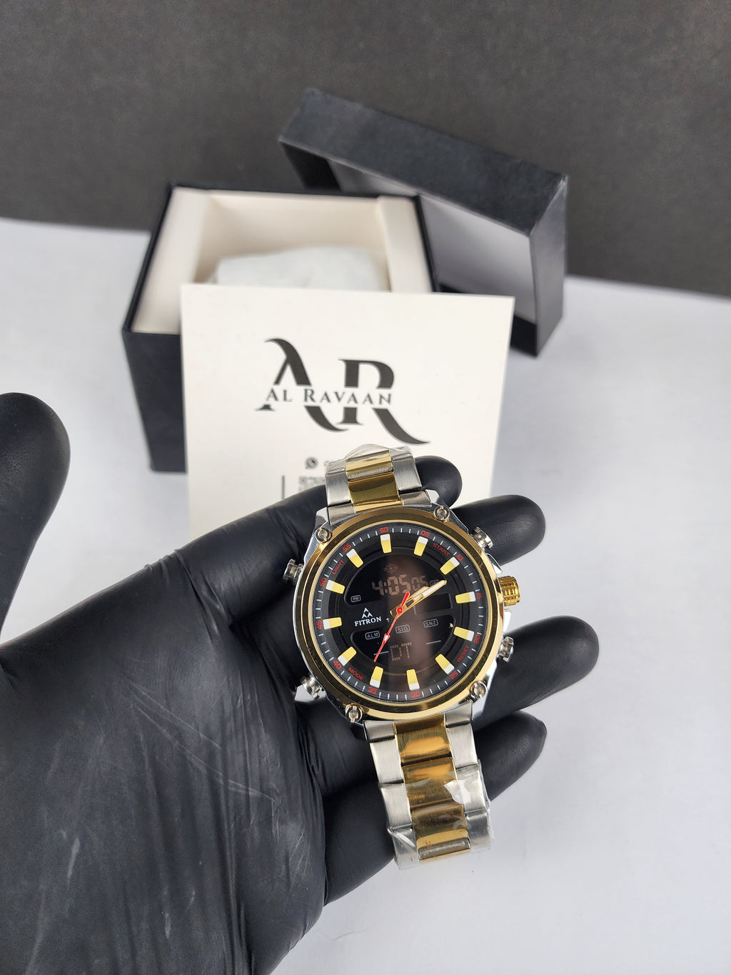 Fitron Luxury Analog Digital Series - Two Tone - Black Dial