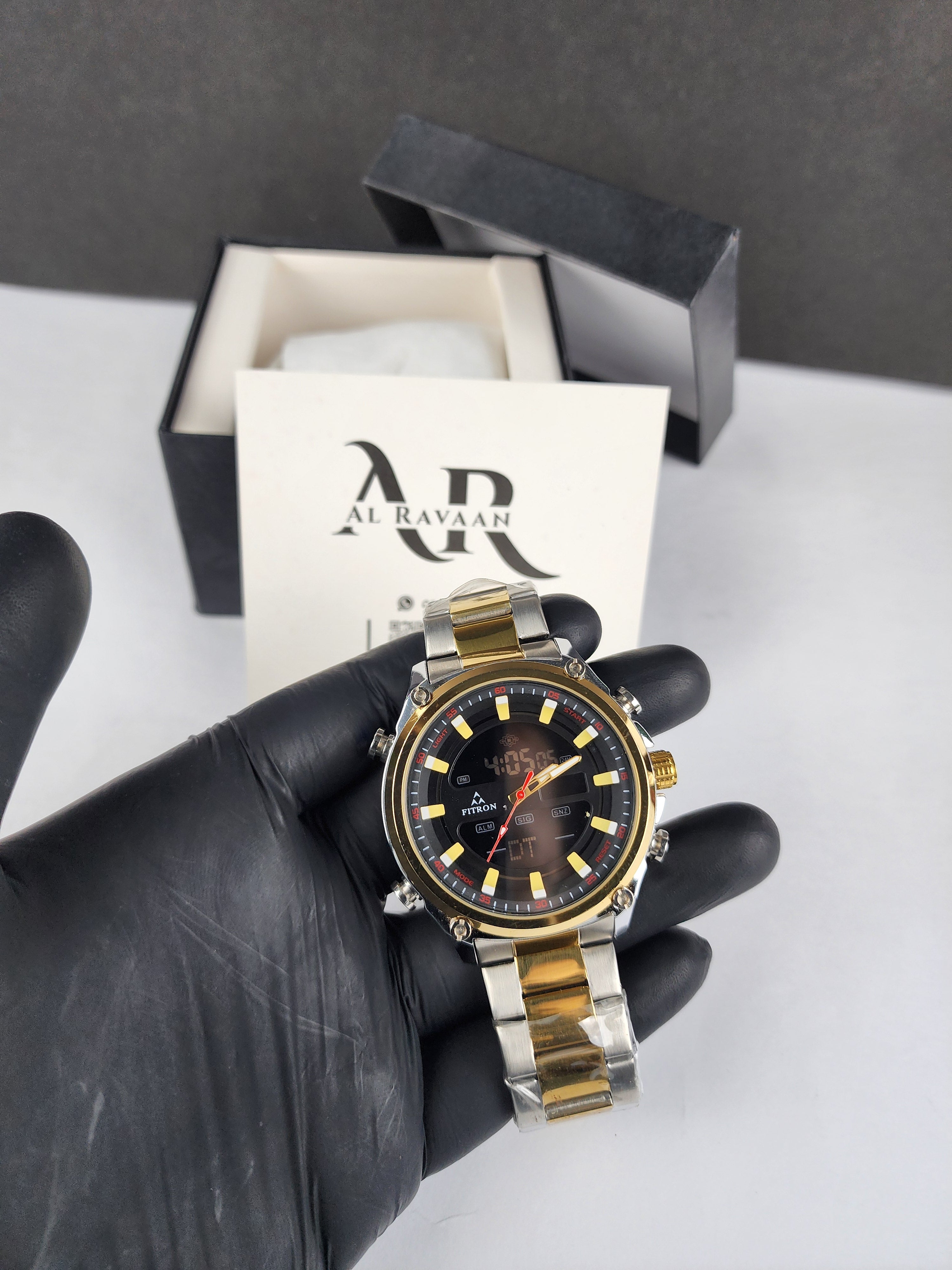 Fitron Luxury Analog Digital Series - Two Tone - Black Dial