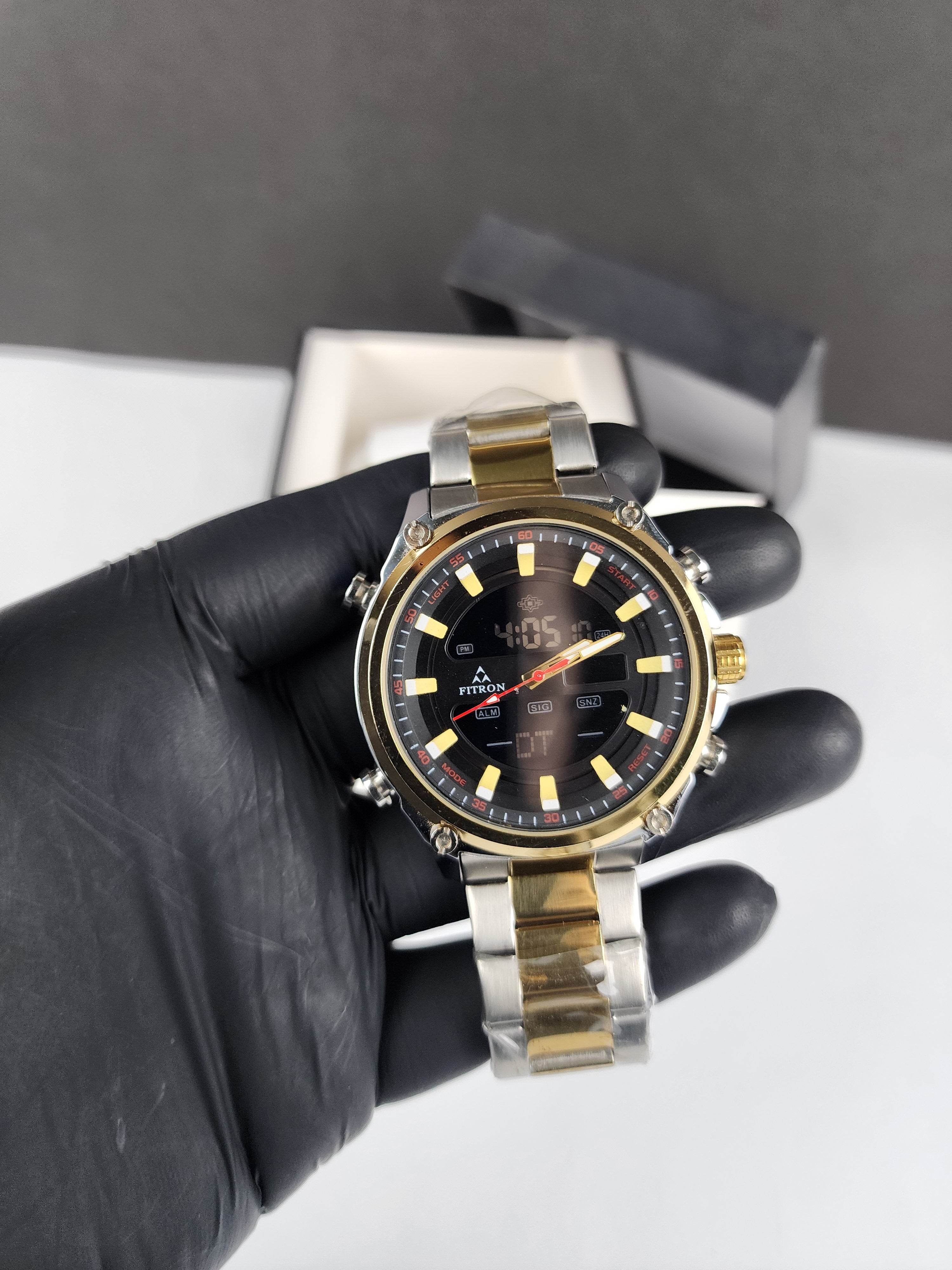 Fitron Luxury Analog Digital Series - Two Tone - Black Dial