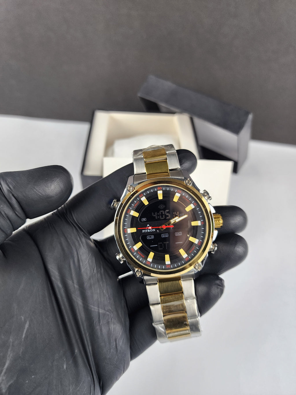 Fitron Luxury Analog Digital Series - Two Tone - Black Dial