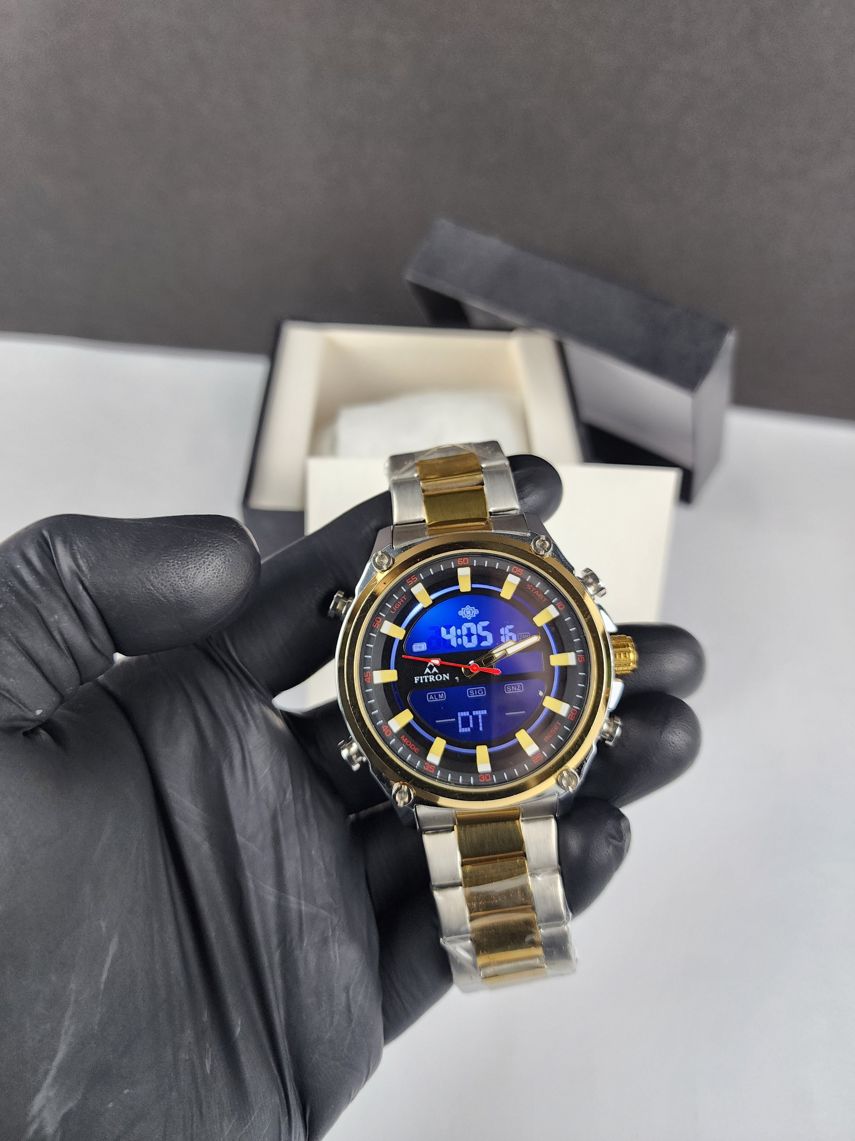 Fitron Luxury Analog Digital Series - Two Tone - Black Dial