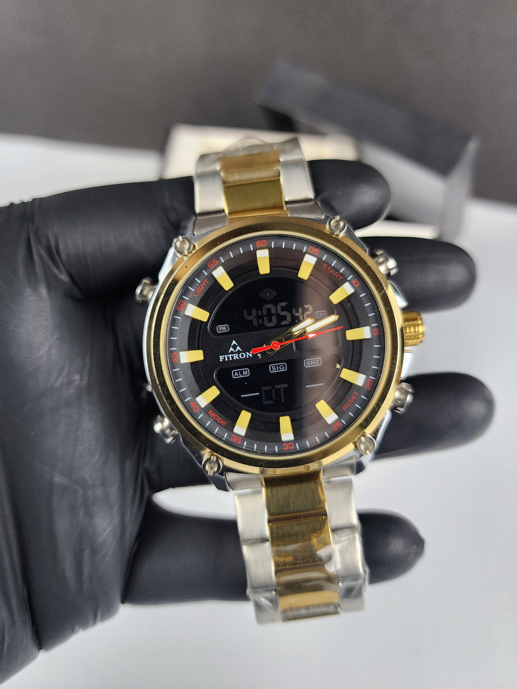 Fitron Luxury Analog Digital Series - Two Tone - Black Dial