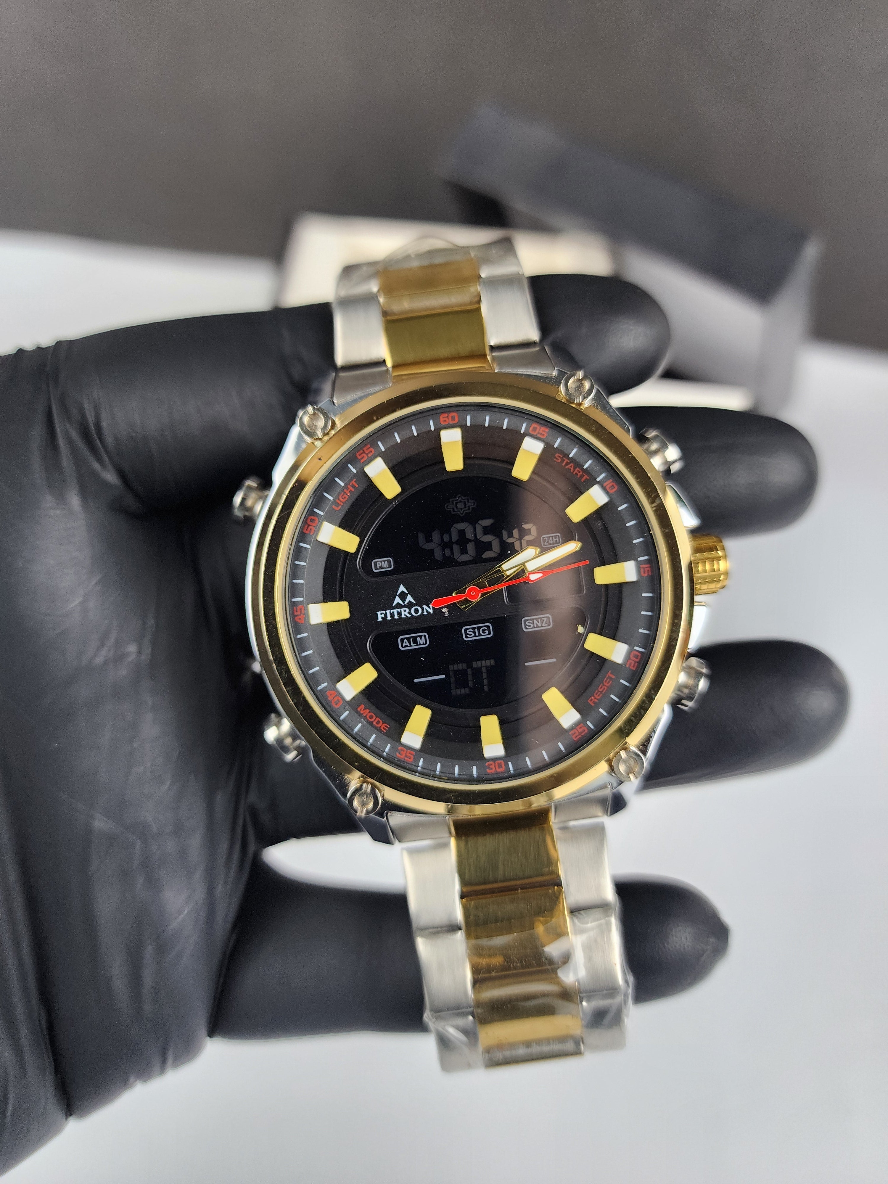 Fitron Luxury Analog Digital Series - Two Tone - Black Dial