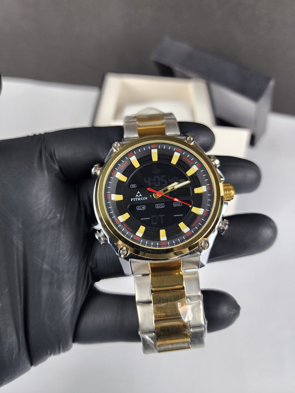 Fitron Luxury Analog Digital Series - Two Tone - Black Dial