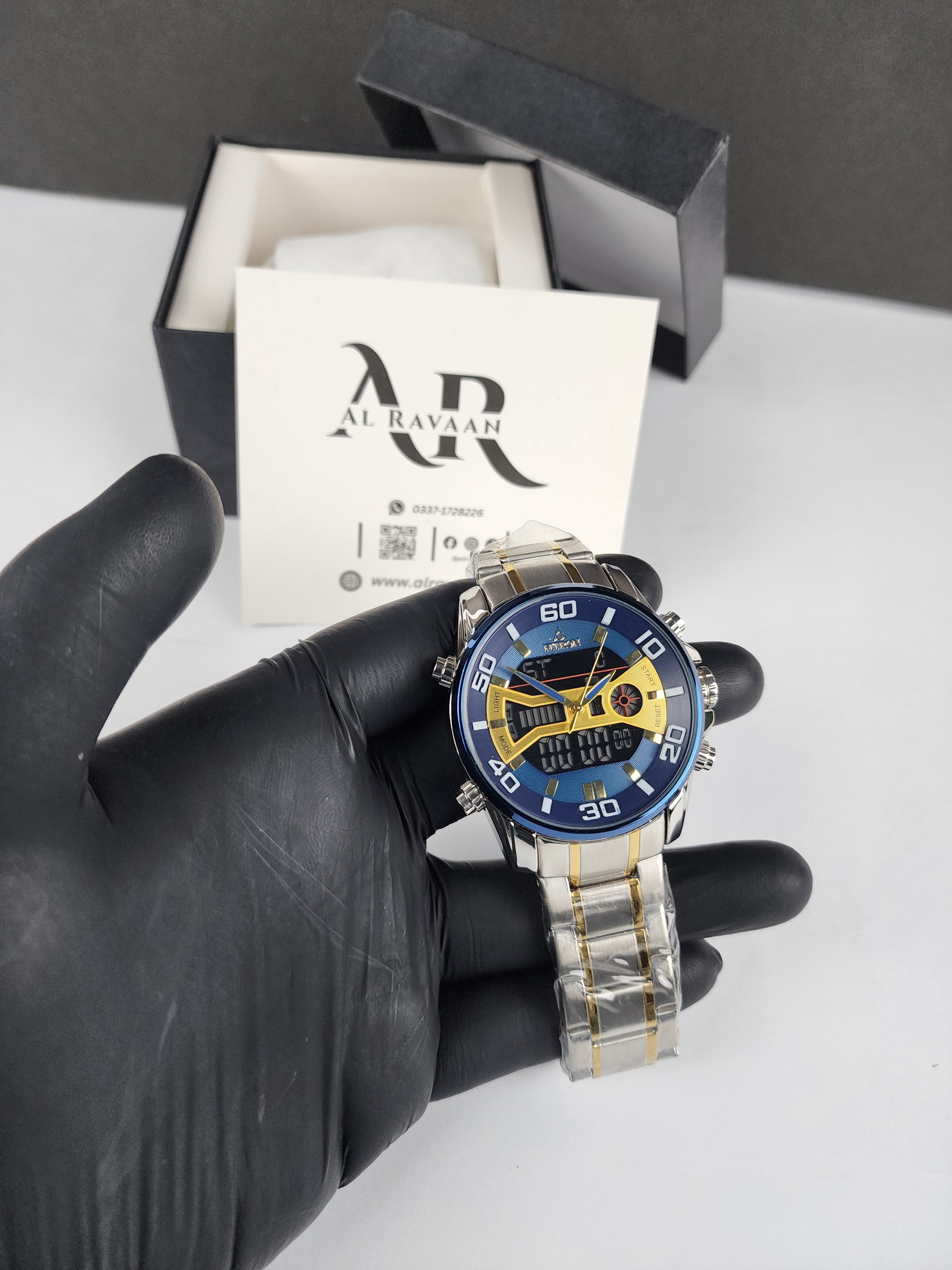 Fitron Luxury Analog Digital Series - Two Tone - Blue Gold Dial