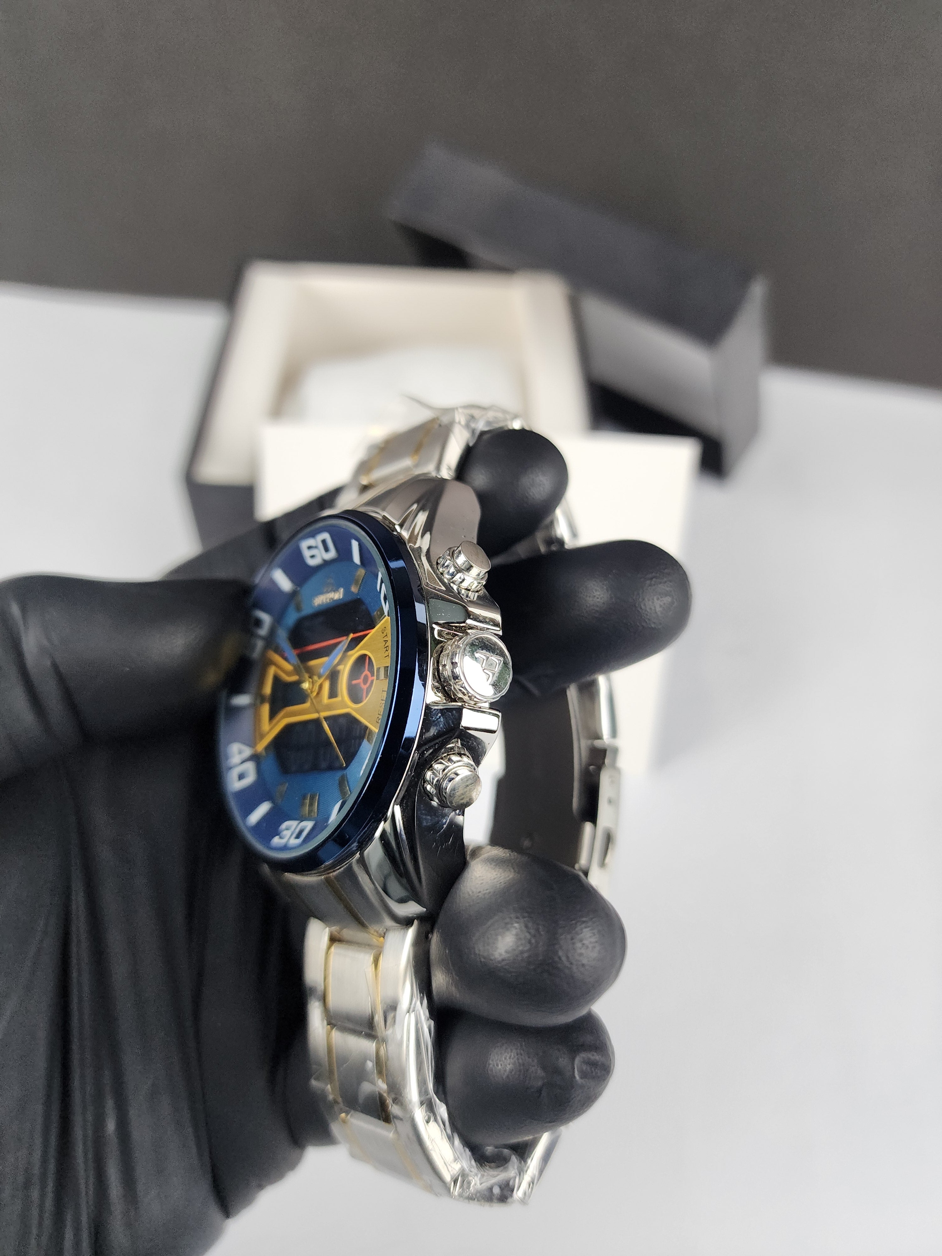 Fitron Luxury Analog Digital Series - Two Tone - Blue Gold Dial