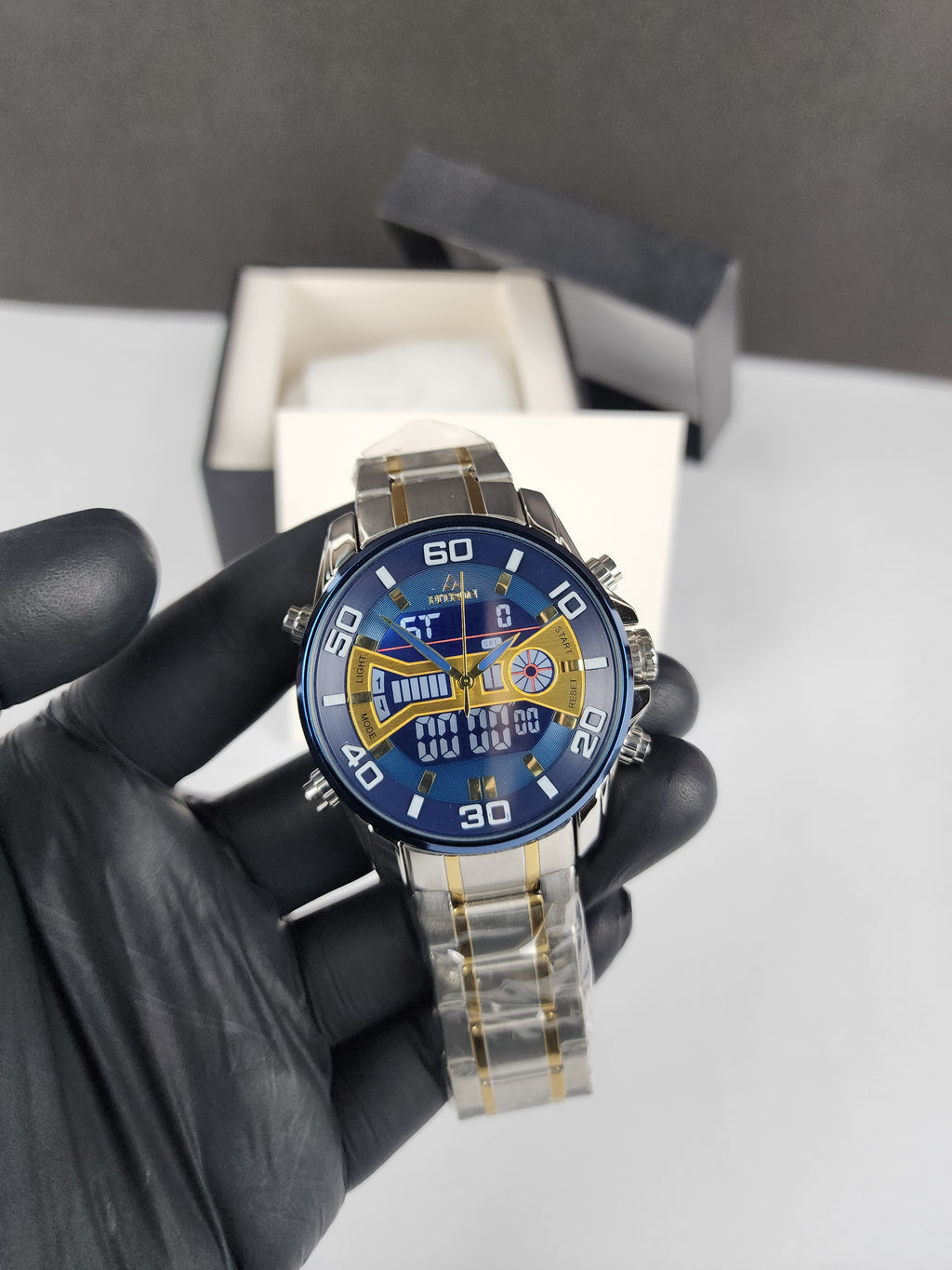 Fitron Luxury Analog Digital Series - Two Tone - Blue Gold Dial