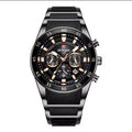 Reward VIP Premium Men's Chronograph Watch - All Black Edition - Silicone & Steel Hybrid Strap