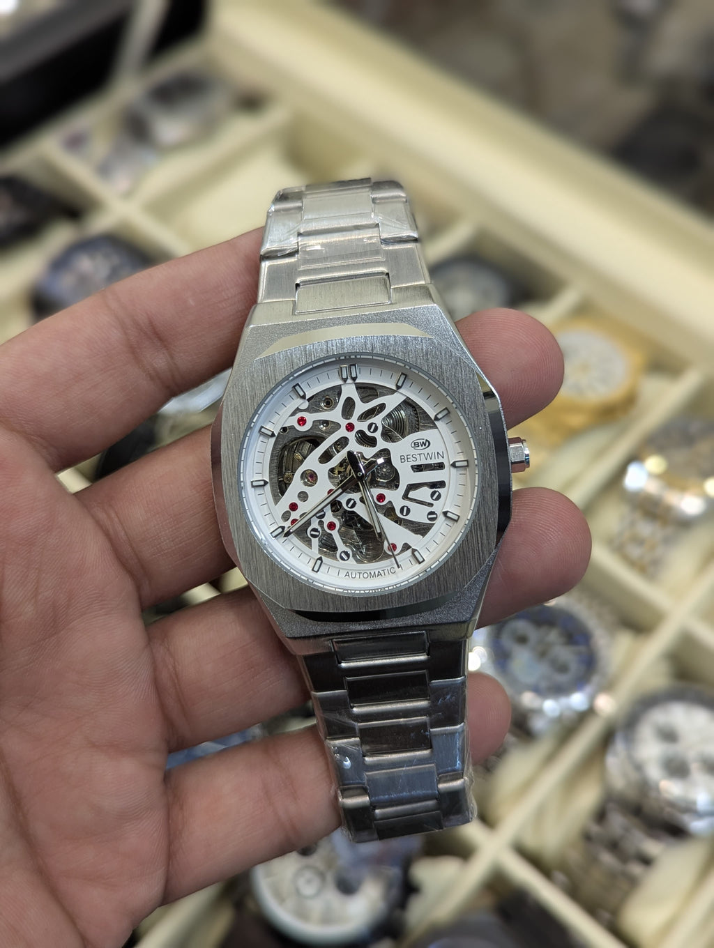 Bestwin Orginal - Automatic Movement Skeleton Dial - Silver