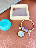 MK Ladies Charm Bracelet Style Watch - Golden Finish - Assorted Beads & Charms