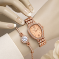 Combo Deal - MH Serpentine Elegant Watch & Bracelet Gift Set - Rose Gold